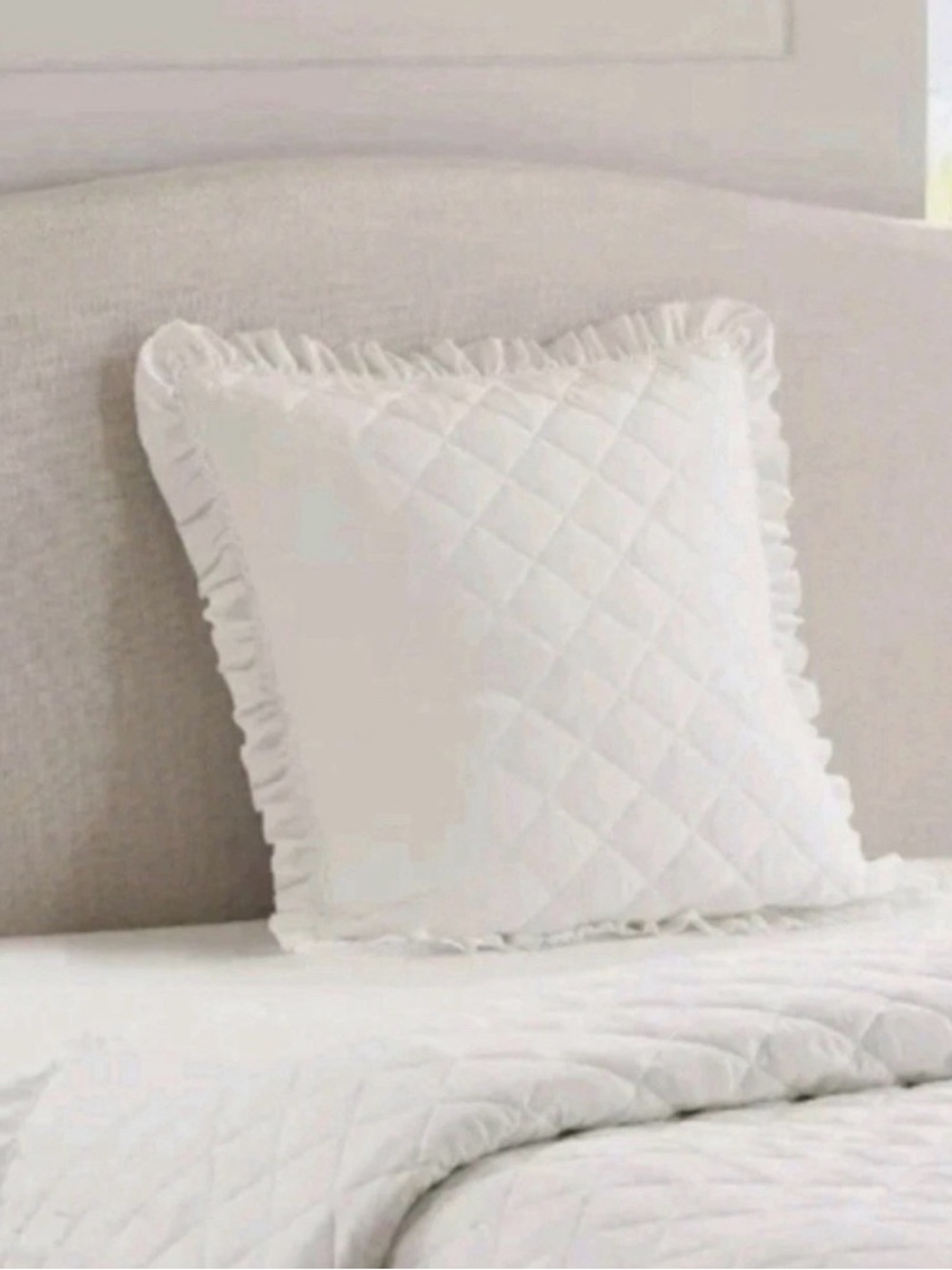 Coquette Armoire Collection White Euro Quilted Ruffled Pillow Sham 1 - 26 X 26